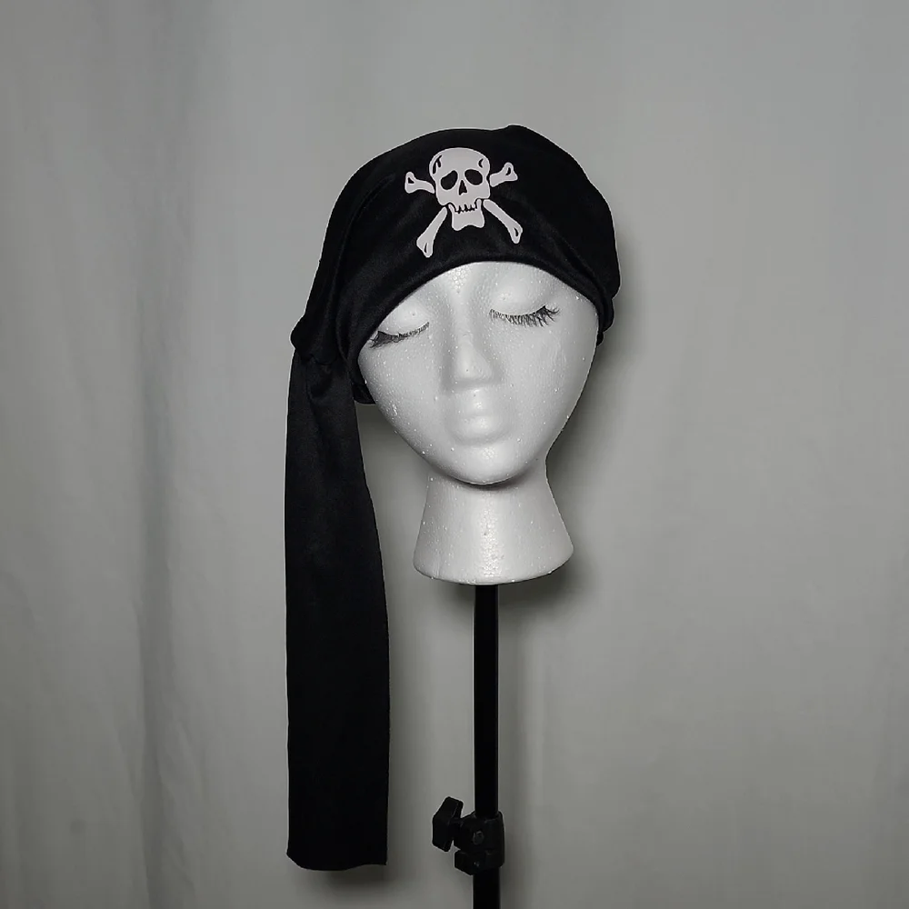 Black Skull and Crossbones Headscarf